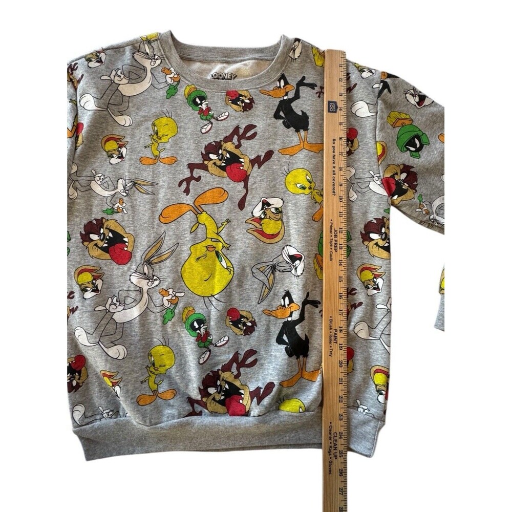 Looney Tunes Characters Sweatshirt Long Sleeve Graphic Gray Size Medium (7-9) - Picture 6 of 9